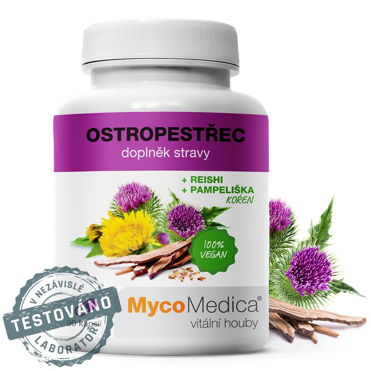 Mycomedica Ostropestřec + reishi + pampeliška 90 kapslí