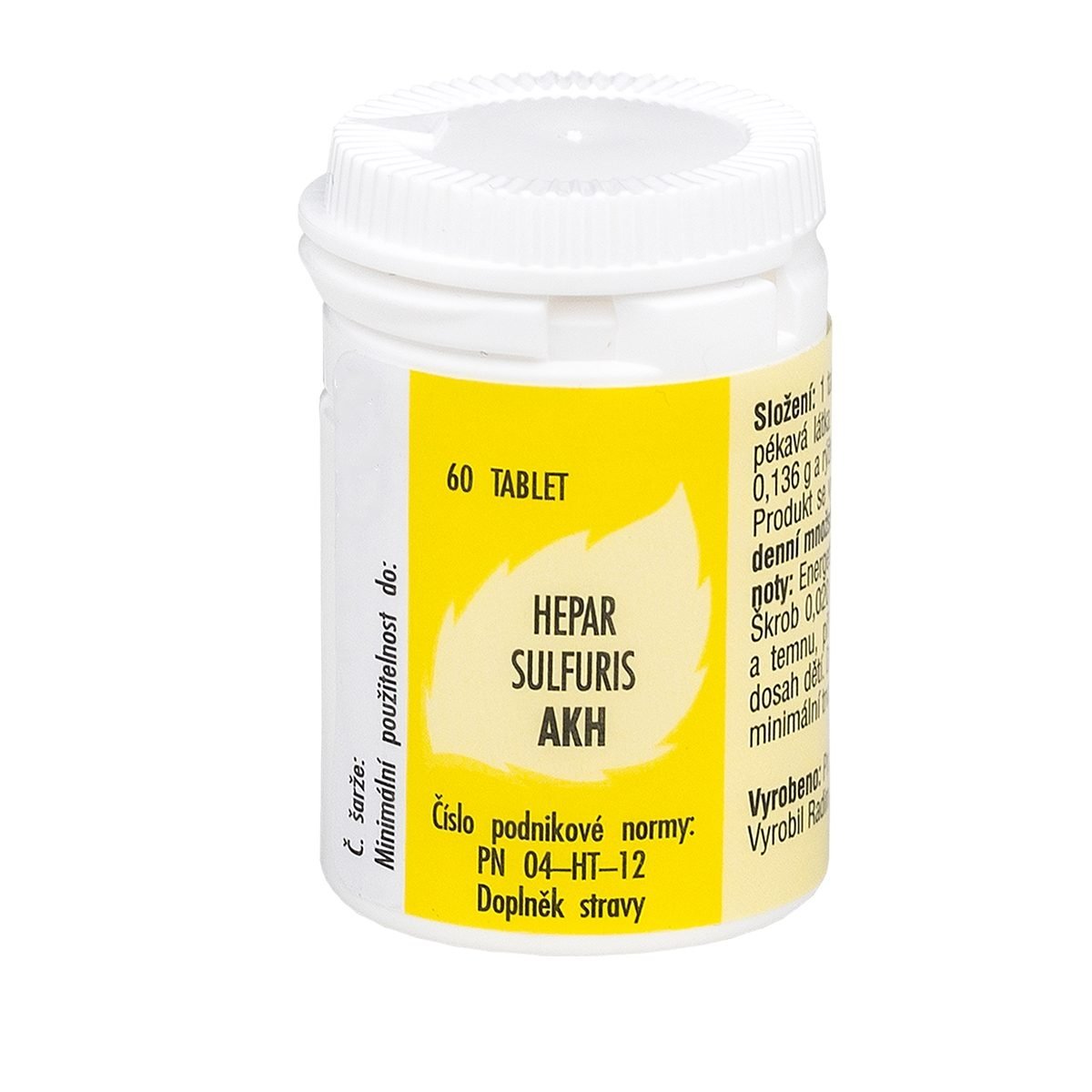 Radim Bakeš Galenická laboratoř Ostrava AKH Hepar sulfuris 60 tablet