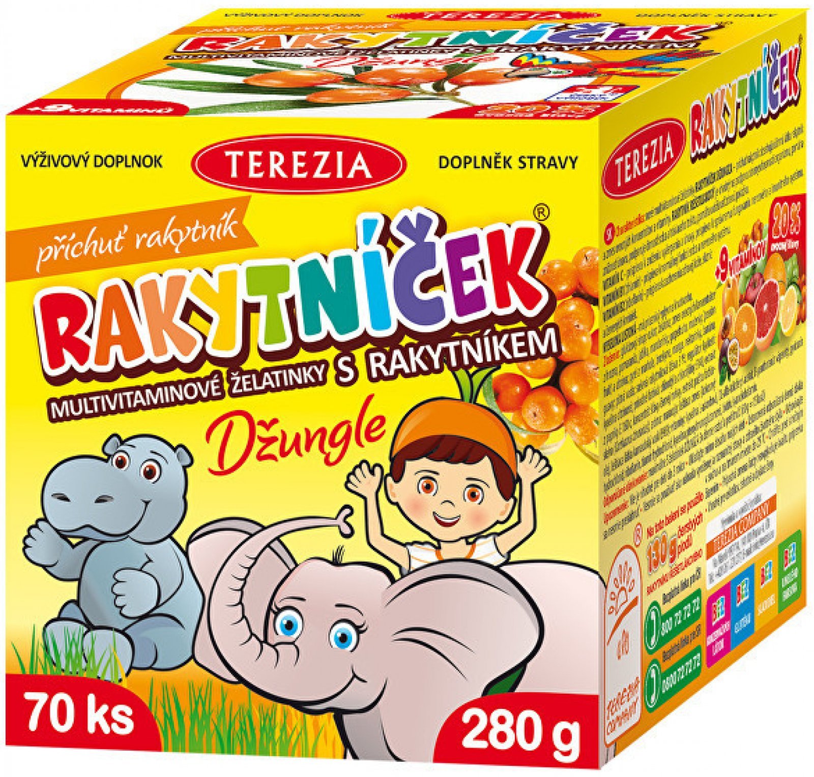 Terezia Company Rakytníček Multivitamínové želatinky s rakytníkem Džungle 70 ks